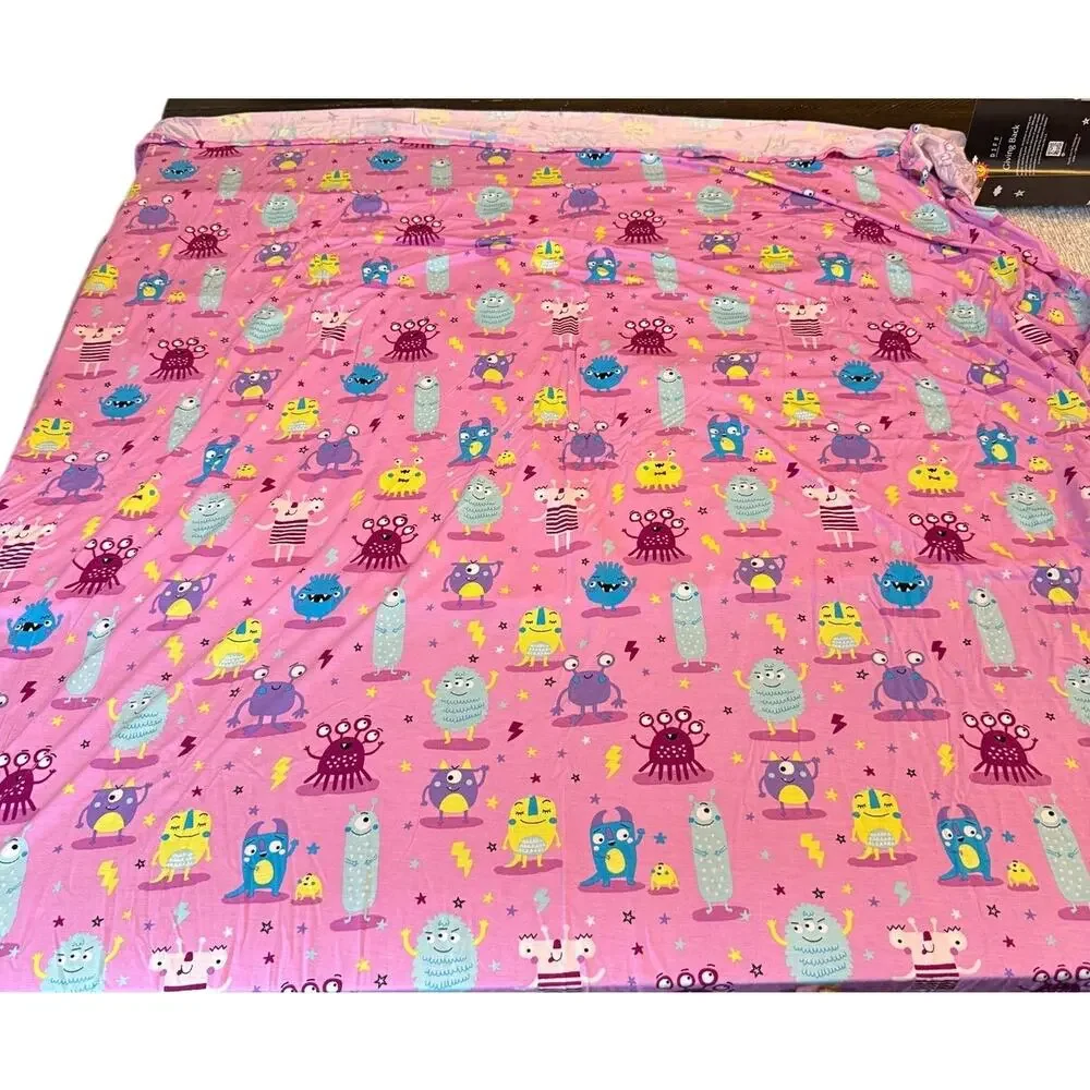 Little Sleepies Monster Mayhem Pink Light Weight Swaddler Approx 44 x44 Bamboo